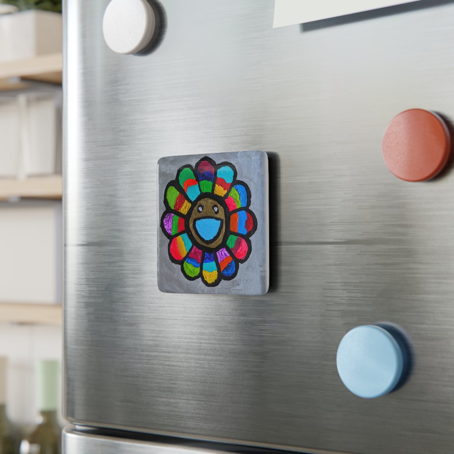 Porcelain Magnet, Square - Happy
