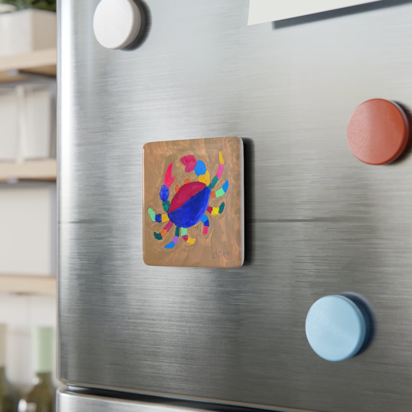 Porcelain Magnet, Square - Crabby